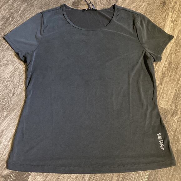 NWT Koral Isla Cupro Short Sleeve Top Sz Small in Black - Picture 4 of 11